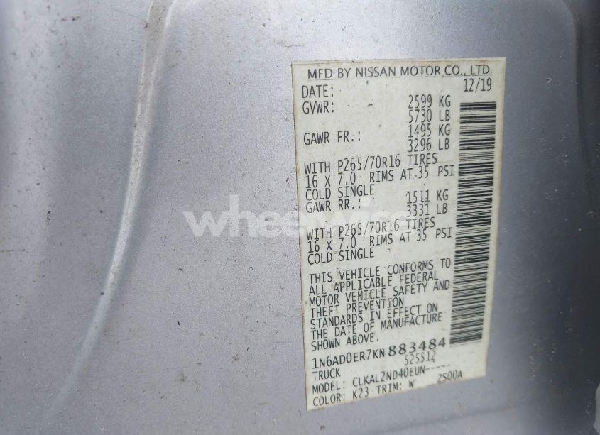 Photo 9 of 2019 Nissan Frontier SV (VIN 1N6AD0ER7KN883484)