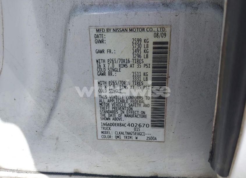 Photo 9 of 2010 Nissan Frontier SE (VIN 1N6AD0ER8AC402670)