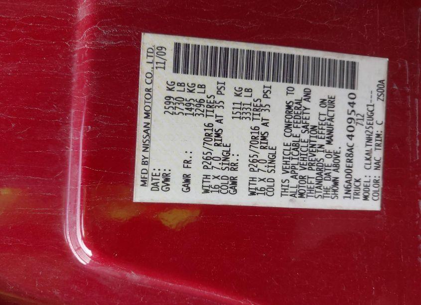 Photo 9 of 2010 Nissan Frontier SE (VIN 1N6AD0ER8AC409540)