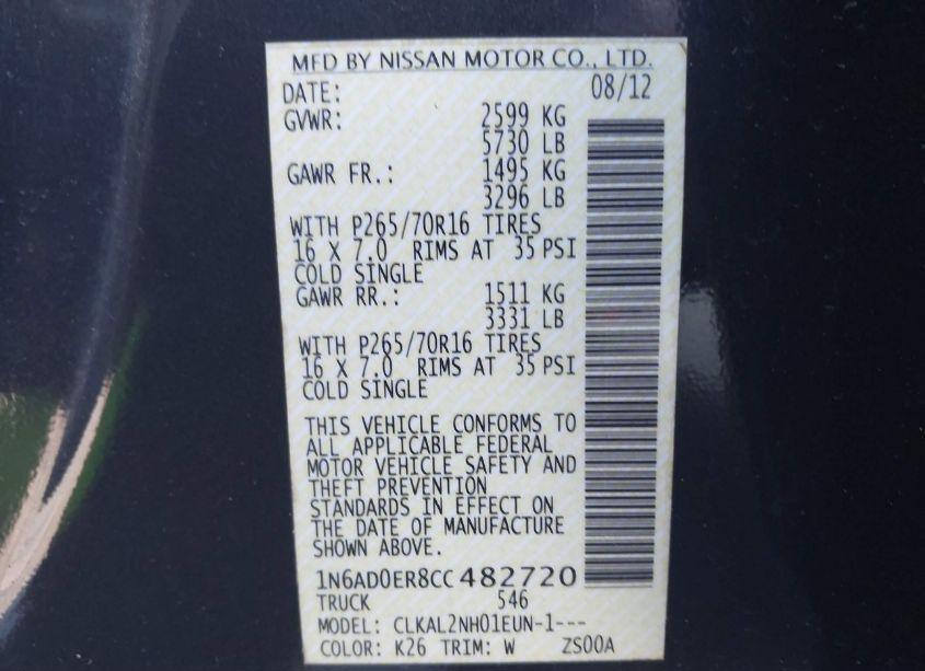 Photo 9 of 2012 Nissan Frontier SV (VIN 1N6AD0ER8CC482720)