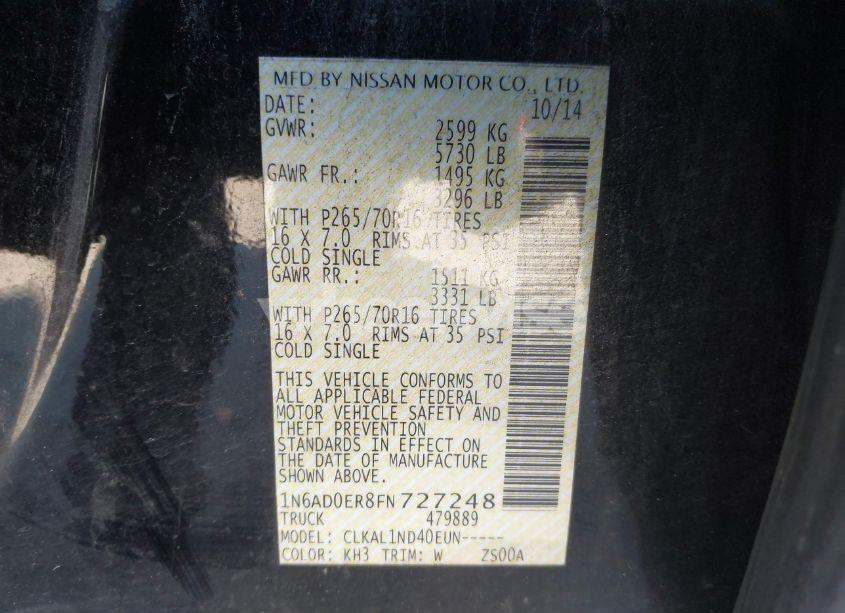Photo 9 of 2015 Nissan Frontier S (VIN 1N6AD0ER8FN727248)