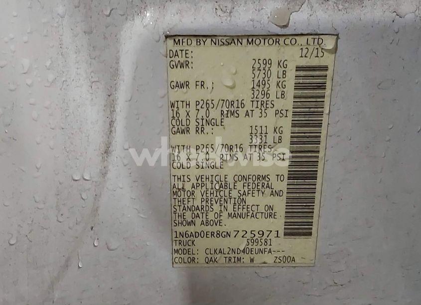 Photo 9 of 2016 Nissan Frontier SV (VIN 1N6AD0ER8GN725971)