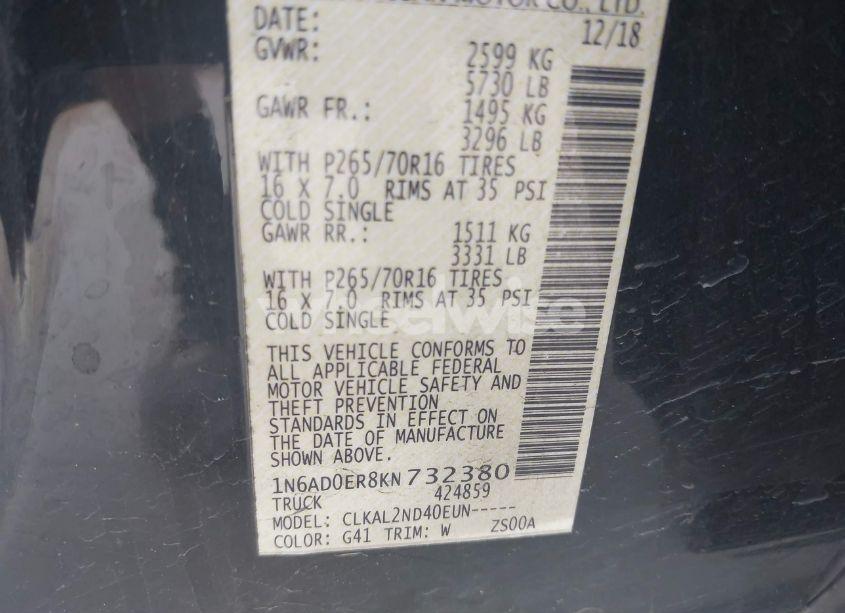 Photo 9 of 2019 Nissan Frontier SV (VIN 1N6AD0ER8KN732380)