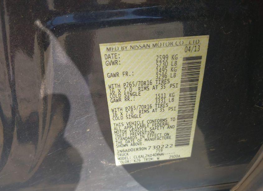 Photo 9 of 2013 Nissan Frontier SV (VIN 1N6AD0ER9DN730222)