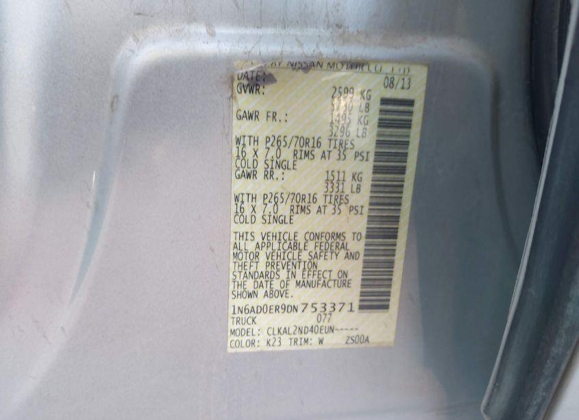 Photo 9 of 2013 Nissan Frontier SV (VIN 1N6AD0ER9DN753371)