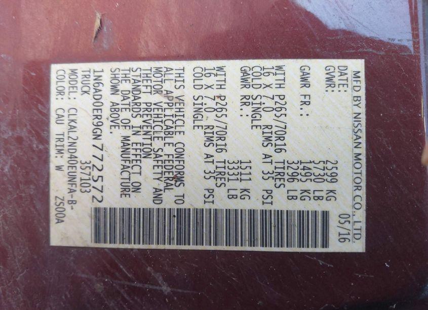 Photo 9 of 2016 Nissan Frontier SV (VIN 1N6AD0ER9GN772572)