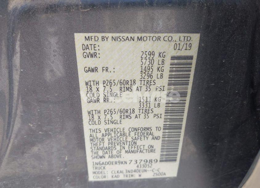 Photo 9 of 2019 Nissan Frontier SL (VIN 1N6AD0ER9KN737989)