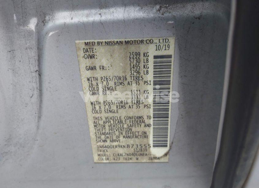 Photo 9 of 2019 Nissan Frontier SV (VIN 1N6AD0ER9KN873555)