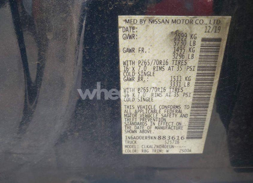 Photo 9 of 2019 Nissan Frontier SV (VIN 1N6AD0ER9KN883616)