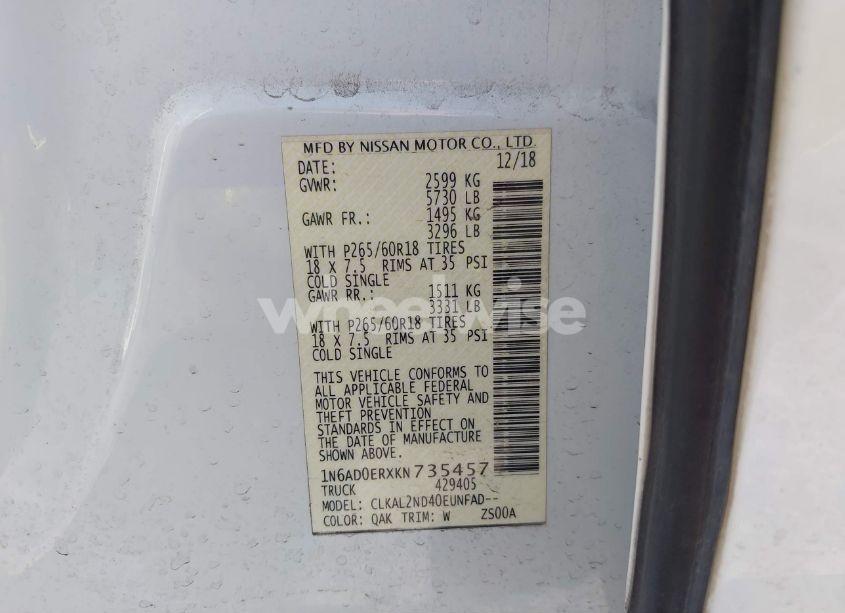 Photo 9 of 2019 Nissan Frontier SV (VIN 1N6AD0ERXKN735457)