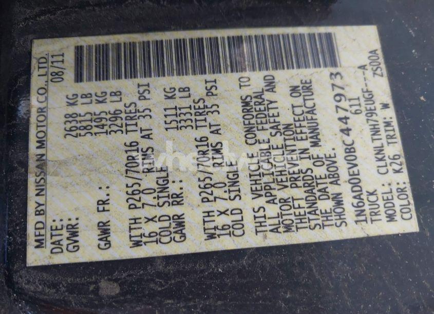 Photo 9 of 2011 Nissan Frontier SV (VIN 1N6AD0EV0BC447973)