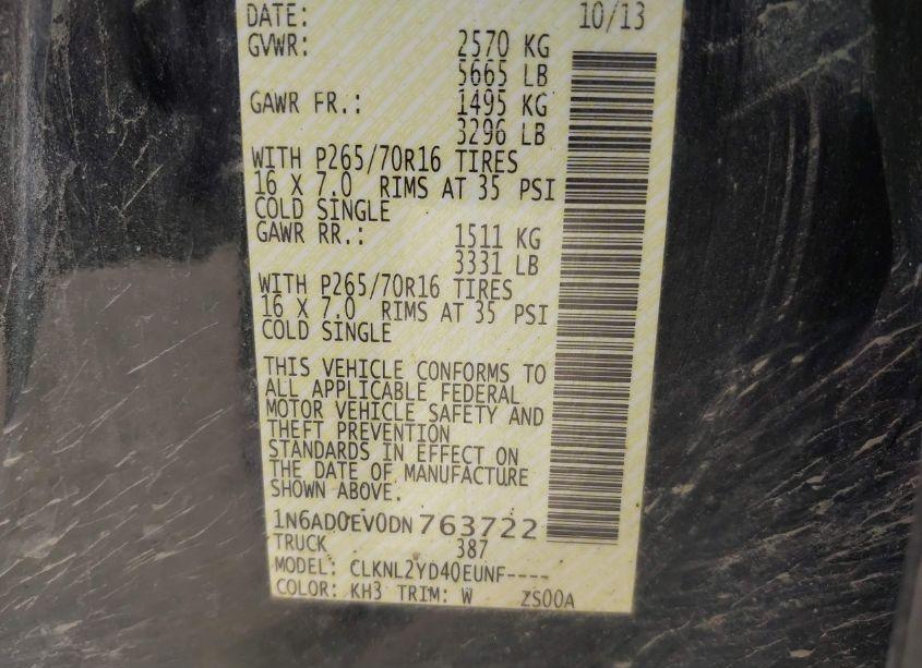 Photo 9 of 2013 Nissan Frontier SV (VIN 1N6AD0EV0DN763722)