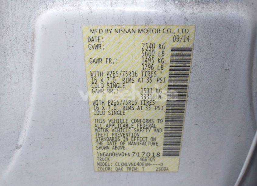 Photo 9 of 2015 Nissan Frontier PRO-4X (VIN 1N6AD0EV0FN717018)