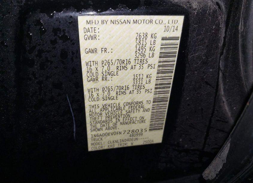 Photo 9 of 2015 Nissan Frontier S (VIN 1N6AD0EV0FN728035)