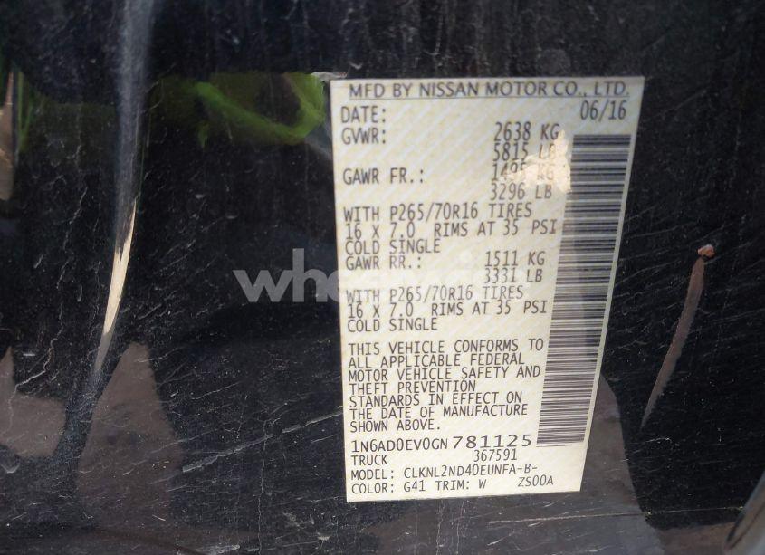 Photo 9 of 2016 Nissan Frontier SV (VIN 1N6AD0EV0GN781125)