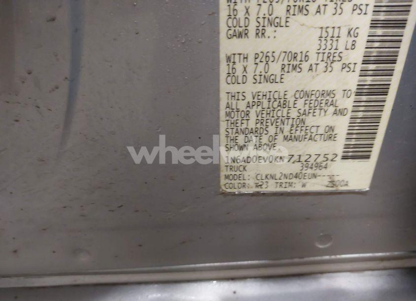 Photo 9 of 2019 Nissan Frontier SV (VIN 1N6AD0EV0KN712752)