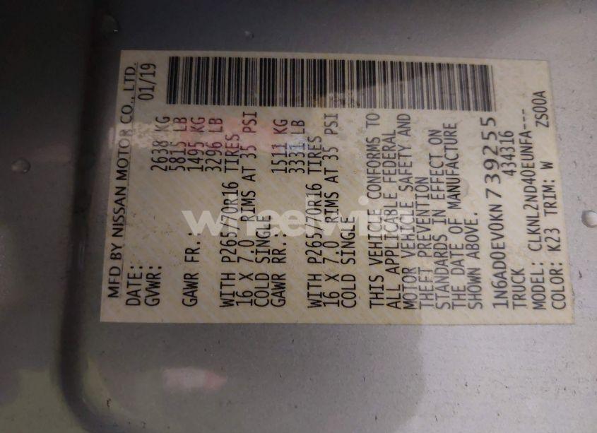 Photo 9 of 2019 Nissan Frontier SV (VIN 1N6AD0EV0KN739255)