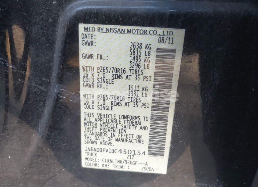 Photo 9 of 2011 Nissan Frontier SV (VIN 1N6AD0EV1BC450154)