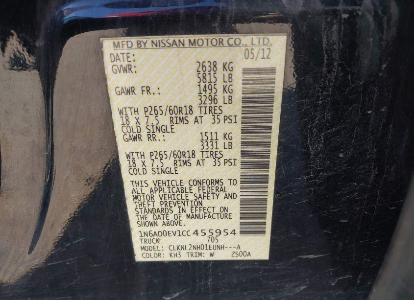 Photo 9 of 2012 Nissan Frontier SV (VIN 1N6AD0EV1CC455954)