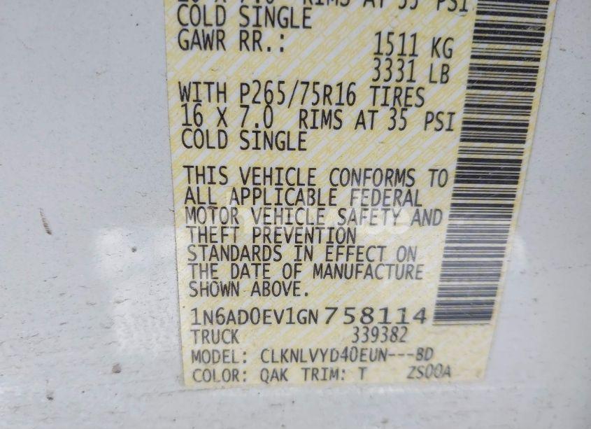 Photo 9 of 2016 Nissan Frontier PRO-4X (VIN 1N6AD0EV1GN758114)