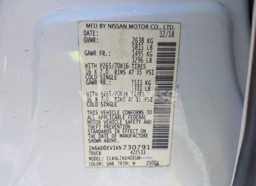 Photo 9 of 2019 Nissan Frontier SV (VIN 1N6AD0EV1KN730791)