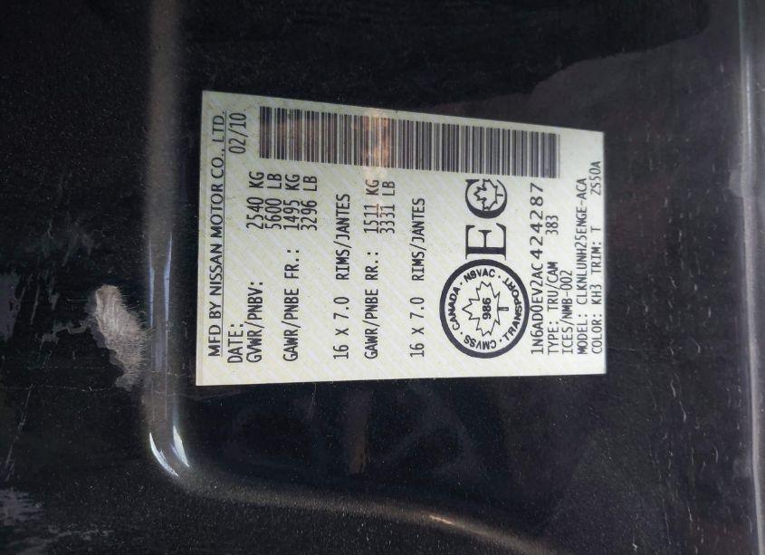 Photo 9 of 2010 Nissan Frontier PRO-4X (VIN 1N6AD0EV2AC424287)