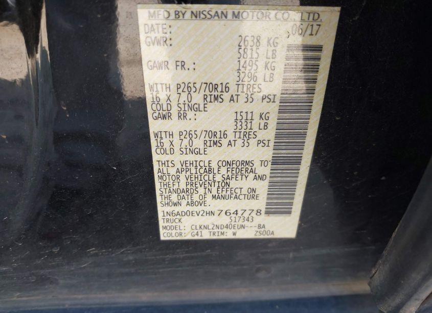 Photo 9 of 2017 Nissan Frontier SV (VIN 1N6AD0EV2HN764778)