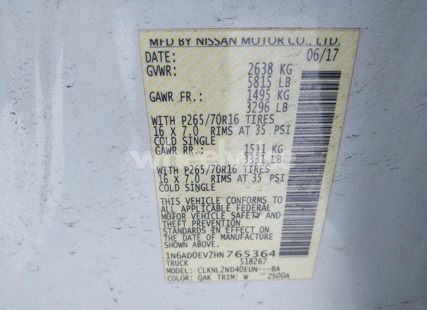 Photo 9 of 2017 Nissan Frontier SV (VIN 1N6AD0EV2HN765364)