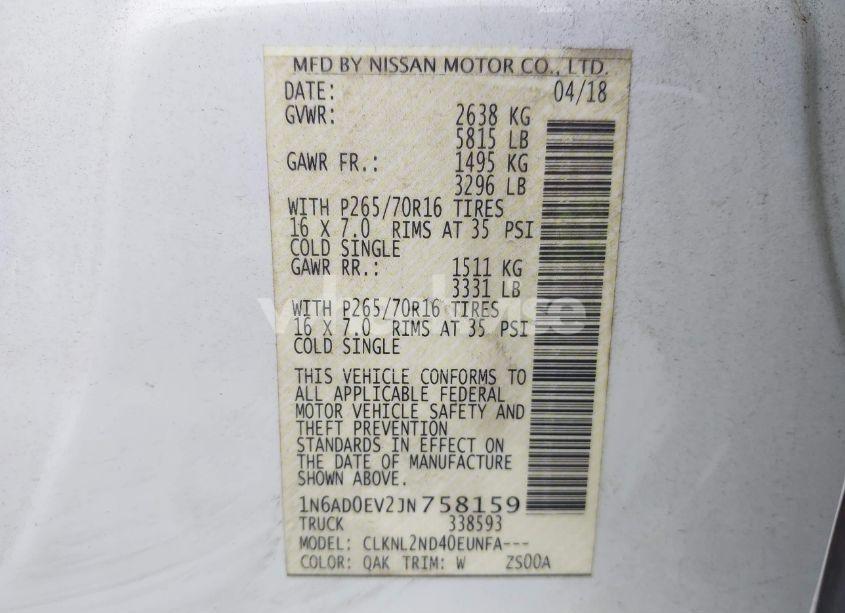 Photo 9 of 2018 Nissan Frontier SV (VIN 1N6AD0EV2JN758159)