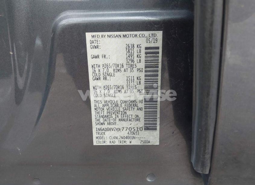 Photo 9 of 2019 Nissan Frontier SV (VIN 1N6AD0EV2KN770510)