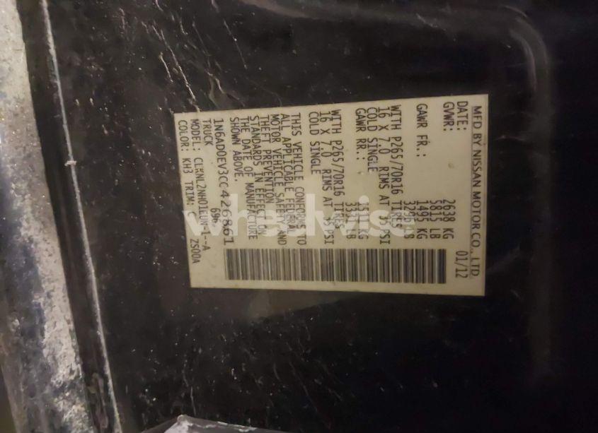 Photo 9 of 2012 Nissan Frontier SV (VIN 1N6AD0EV3CC426861)