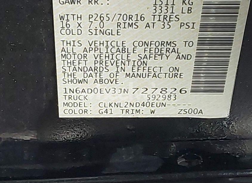 Photo 9 of 2018 Nissan Frontier SV (VIN 1N6AD0EV3JN727826)