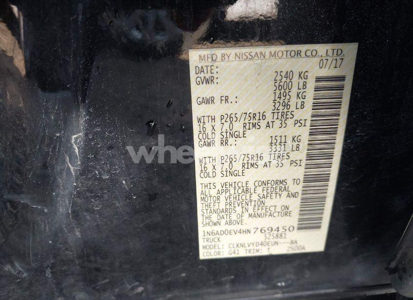 Photo 9 of 2017 Nissan Frontier PRO-4X (VIN 1N6AD0EV4HN769450)