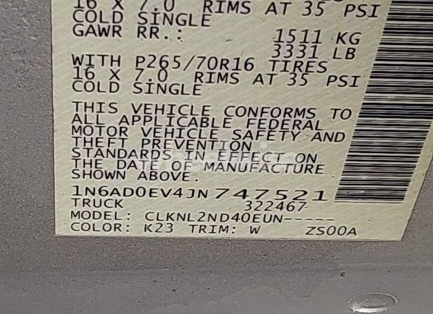 Photo 9 of 2018 Nissan Frontier SV (VIN 1N6AD0EV4JN747521)