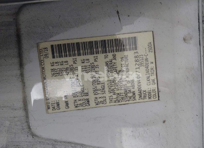 Photo 9 of 2019 Nissan Frontier S (VIN 1N6AD0EV4KN712883)