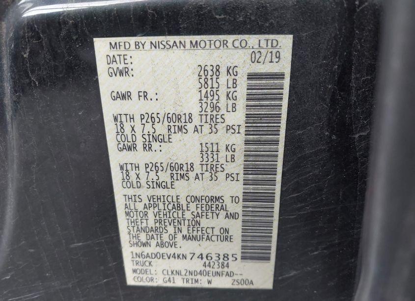 Photo 9 of 2019 Nissan Frontier SV (VIN 1N6AD0EV4KN746385)