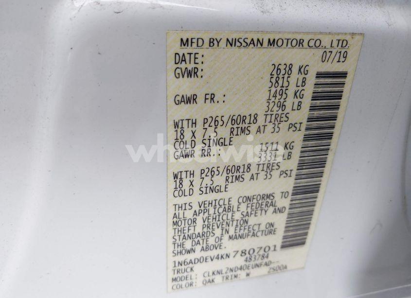 Photo 9 of 2019 Nissan Frontier SV (VIN 1N6AD0EV4KN780701)