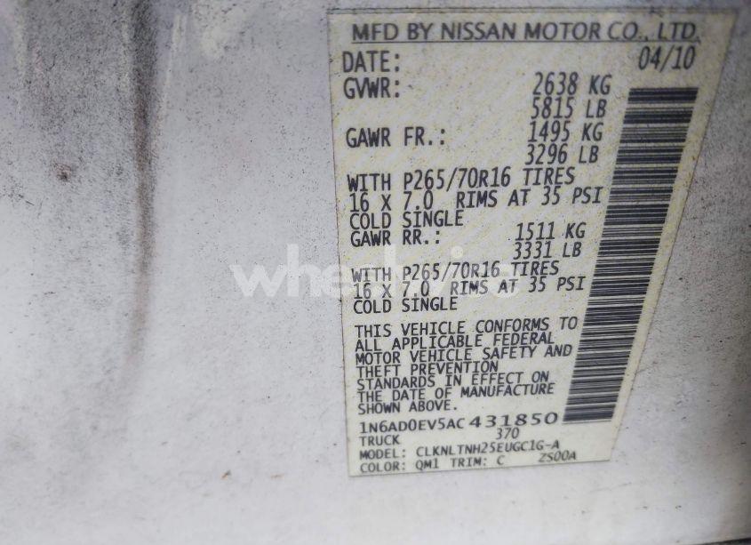 Photo 9 of 2010 Nissan Frontier SE (VIN 1N6AD0EV5AC431850)