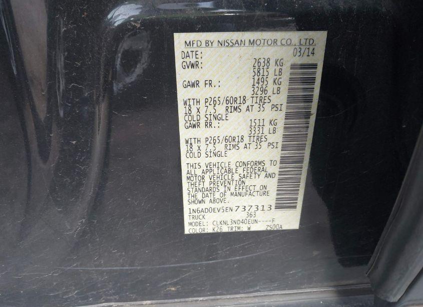 Photo 9 of 2014 Nissan Frontier SL (VIN 1N6AD0EV5EN737313)