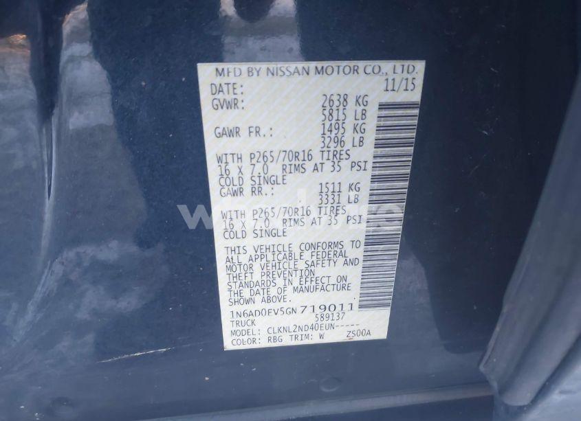 Photo 9 of 2016 Nissan Frontier SV (VIN 1N6AD0EV5GN719011)