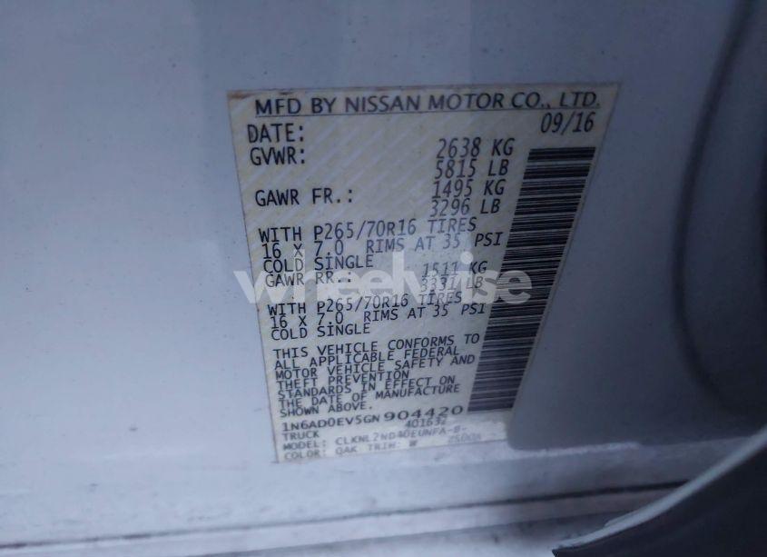 Photo 9 of 2016 Nissan Frontier SV (VIN 1N6AD0EV5GN904420)