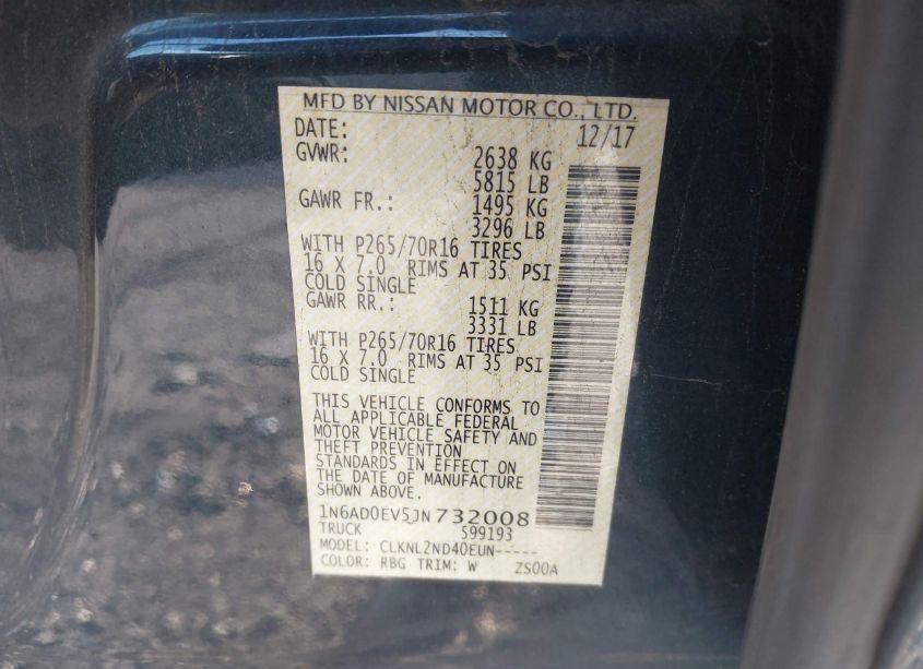 Photo 9 of 2018 Nissan Frontier SV (VIN 1N6AD0EV5JN732008)