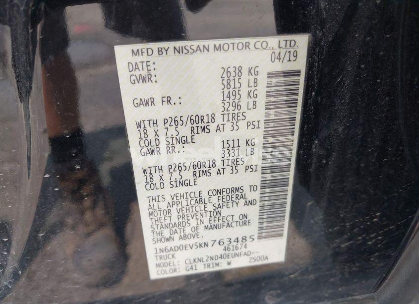Photo 9 of 2019 Nissan Frontier SV (VIN 1N6AD0EV5KN763485)