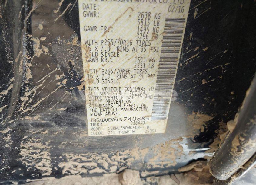 Photo 9 of 2016 Nissan Frontier SV (VIN 1N6AD0EV6GN740885)