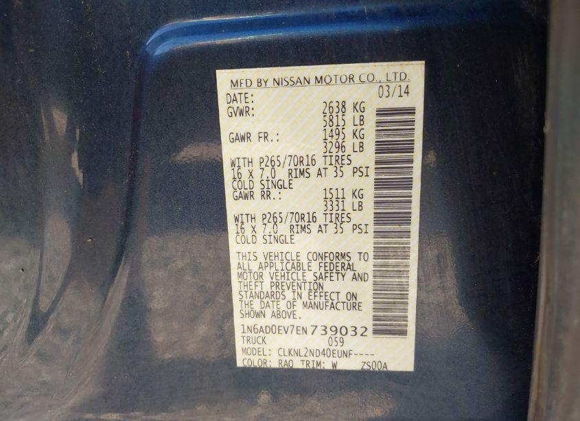 Photo 9 of 2014 Nissan Frontier SV (VIN 1N6AD0EV7EN739032)