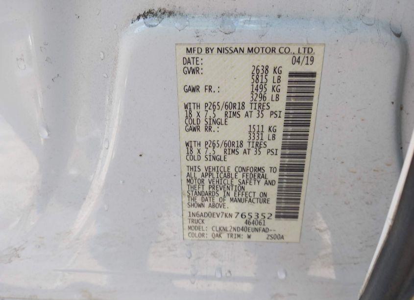 Photo 9 of 2019 Nissan Frontier SV (VIN 1N6AD0EV7KN765352)