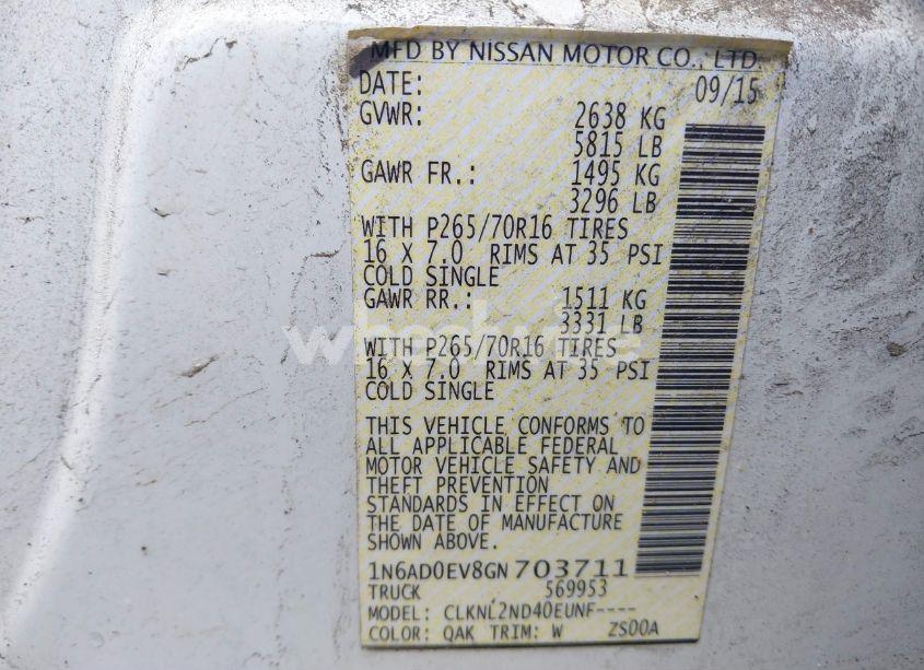 Photo 9 of 2016 Nissan Frontier SV (VIN 1N6AD0EV8GN703711)