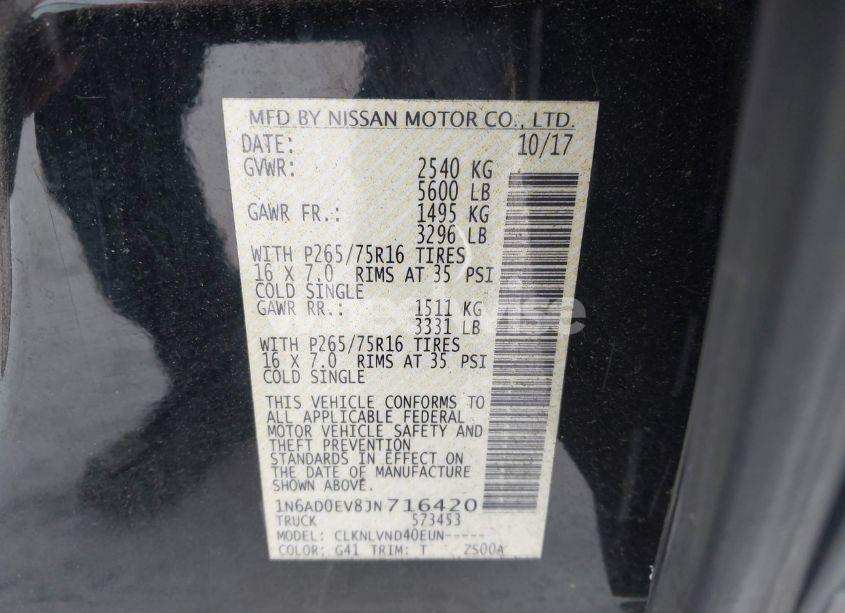 Photo 9 of 2018 Nissan Frontier PRO-4X (VIN 1N6AD0EV8JN716420)