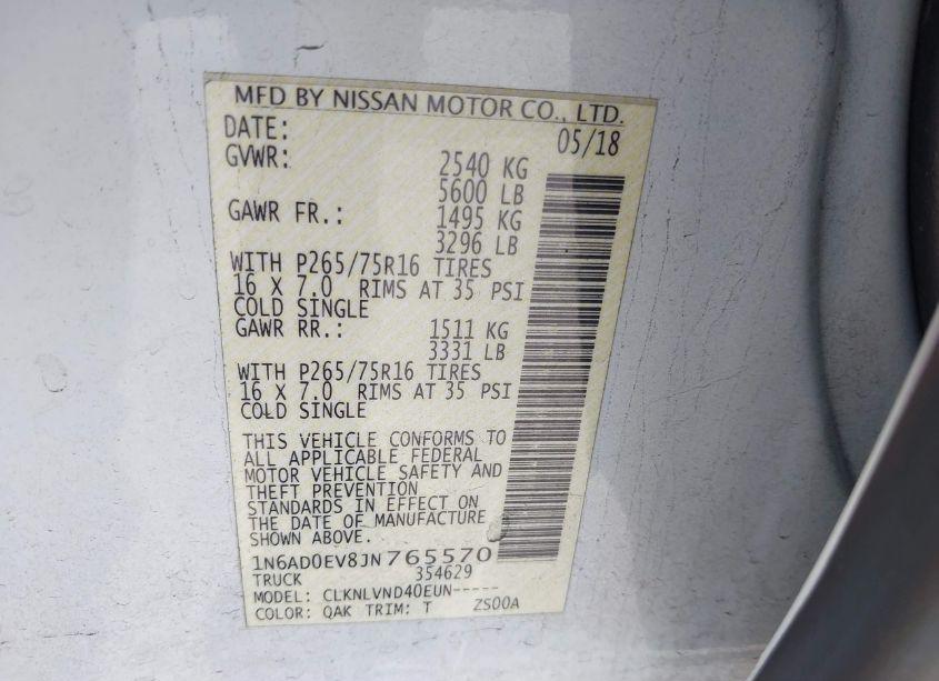 Photo 9 of 2018 Nissan Frontier PRO-4X (VIN 1N6AD0EV8JN765570)