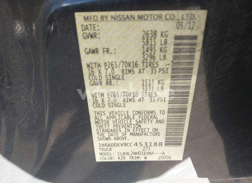 Photo 9 of 2012 Nissan Frontier SV (VIN 1N6AD0EV9CC453188)